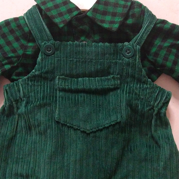 NEW! Baby Boys Corduroy Dungaree / Overalls Top & Bottom Set, Green - Cat & Jack - Picture 5 of 15